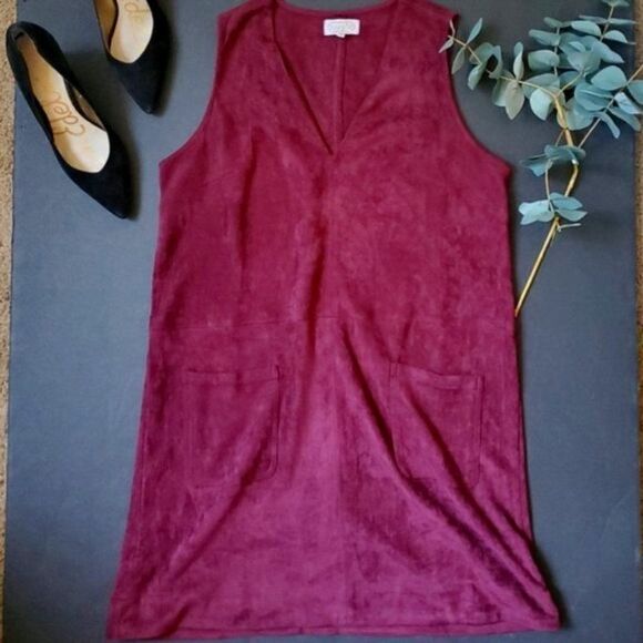 Mud pie maroon suede Shift Dress - Picture 1 of 9
